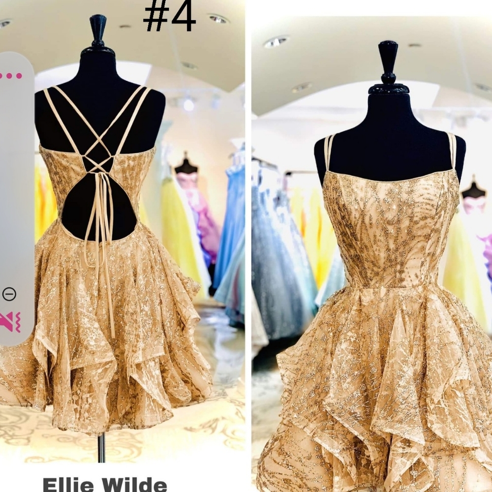 Ellie Wilde Gold Cocktail Dress Size 10